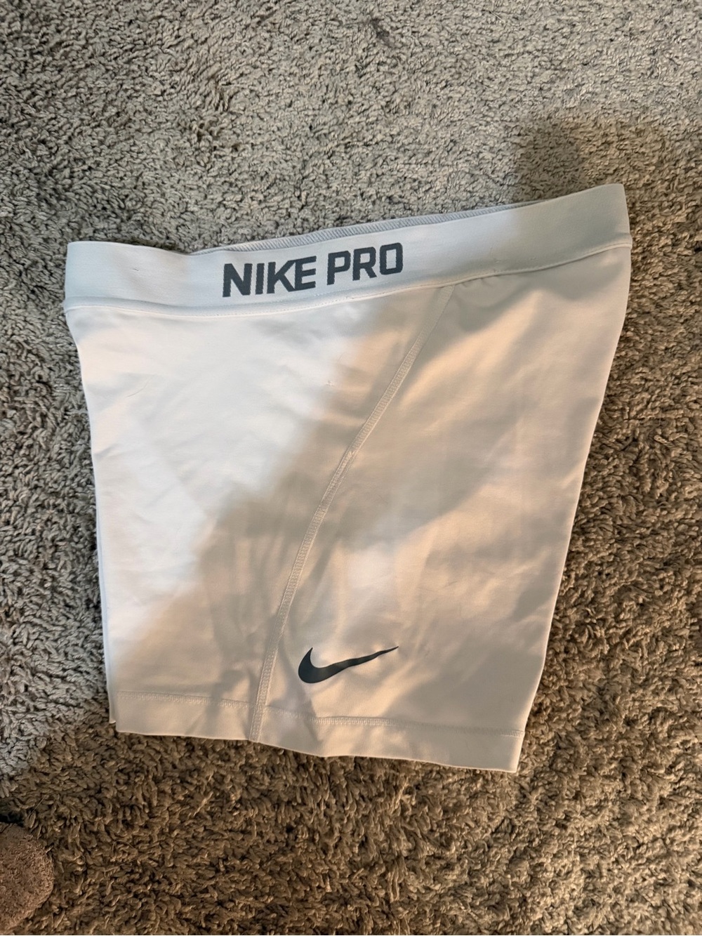 Nike White Pro Performance Bike Shorts with Gray Logo